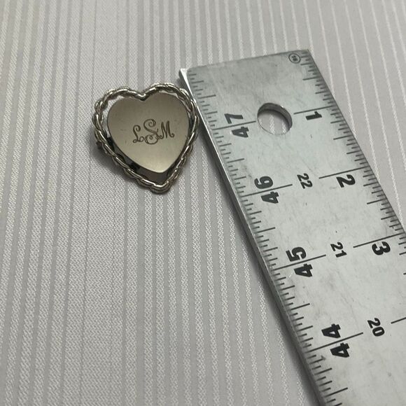 BEAU Sterling Silver LSM Heart Brooch Pin Signed - Picture 5 of 6